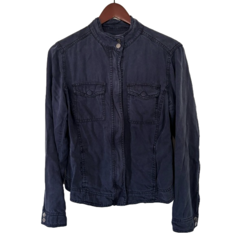 Liverpool Medium Women's Merie Tencel Cargo Jacket Navy Blue Zip Up‎